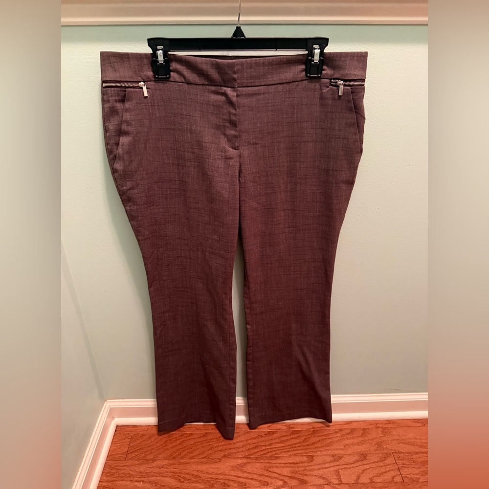 New York and Company Brown Cross Hatch Boot Cut Dress Pants 14P